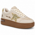 Mia Maria 7020 Bej Gold Kadın Sneaker – Taşlı Yıldız Detaylı