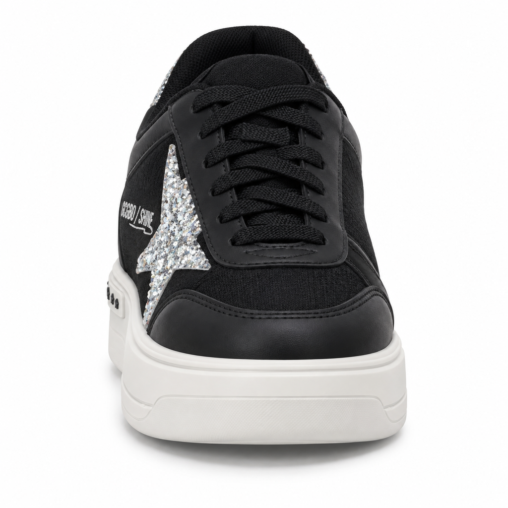 Mia Maria 7020 Siyah Gümüş Kadın Sneaker – Taşlı Yıldız Detaylı