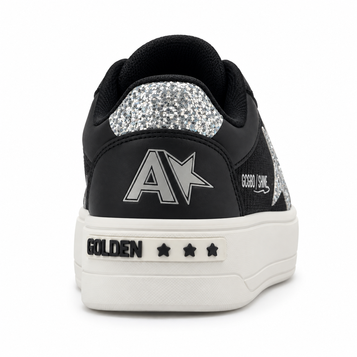 Mia Maria 7020 Siyah Gümüş Kadın Sneaker – Taşlı Yıldız Detaylı